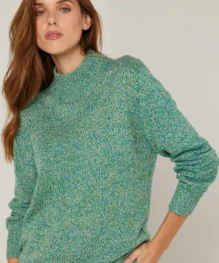 Rodier Pulls|Pull chiné Aïcha col montant vert