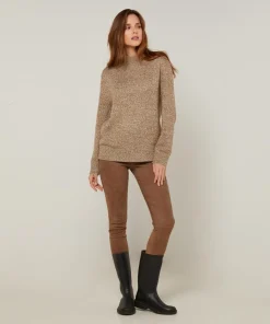 Rodier Pulls|Pull chiné Leonarde col montant marron