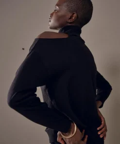 Rodier Pulls|Pull Clémentine, col roulé, épaule denudée noir