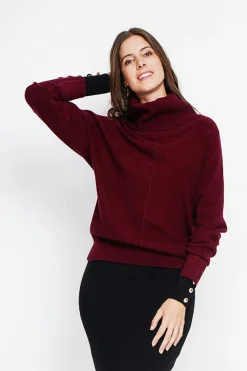 Assuili Sweats|Pull col boule bordeaux