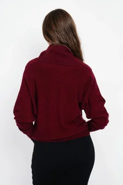 Assuili Sweats|Pull col boule bordeaux