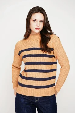 C&Jo Pulls|Pull col montant ajouré nougat