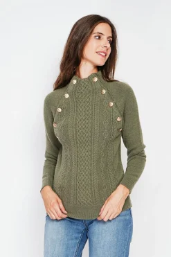 C&Jo Pulls|Pull col montant kaki