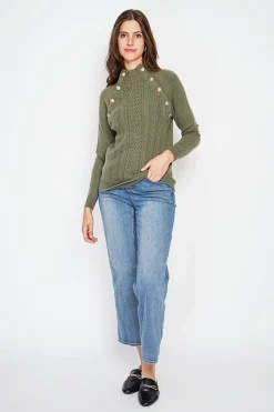 C&Jo Pulls|Pull col montant kaki