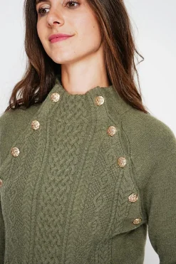 C&Jo Pulls|Pull col montant kaki