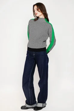 C&Jo Sweats|Pull col montant noir/vert