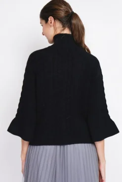 Assuili Sweats|Pull col montant torsadé noir