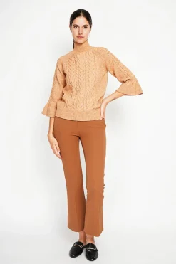 Assuili Sweats|Pull col montant torsadé nougat