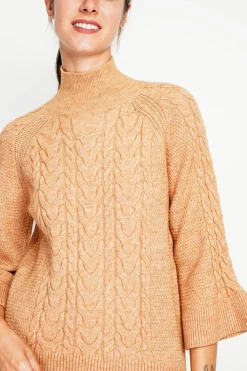 Assuili Sweats|Pull col montant torsadé nougat