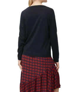 Marc O'Polo Pulls|Pull col rond fin écriture bleu marine