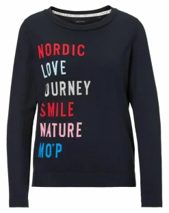 Marc O'Polo Pulls|Pull col rond fin écriture bleu marine