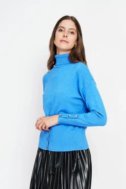 Assuili Sweats|Pull col roulé azur