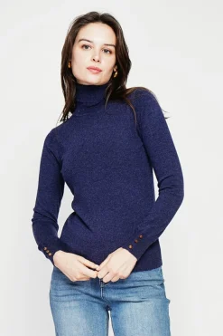 C&Jo Pulls|Pull col roulé classique bleu nuit