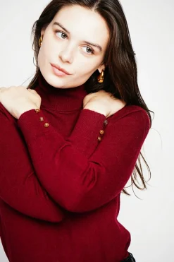 C&Jo Sweats|Pull col roulé classique bordeaux