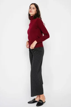 Assuili Sweats|Pull col roulé classique bordeaux