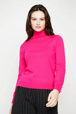 C&Jo Pulls|Pull col roulé classique fushia