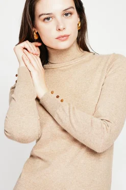 C&Jo Sweats|Pull col roulé classique nougat