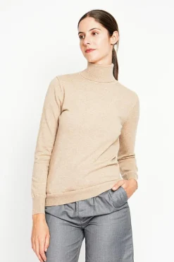 Assuili Pulls|Pull col roulé classique nougat