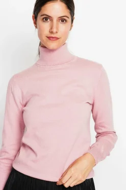 Assuili Pulls|Pull col roulé classique rose poudre