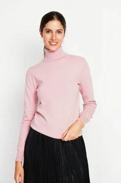 Assuili Pulls|Pull col roulé classique rose poudre
