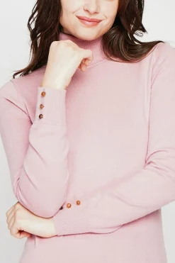 C&Jo Sweats|Pull col roulé classique rose poudre