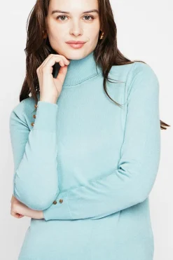 C&Jo Pulls|Pull col roulé classique turquoise