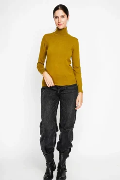 Assuili Pulls|Pull col roulé classique vert olive