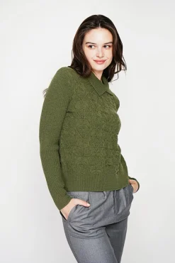 C&Jo Pulls|Pull col roulé croisé kaki