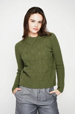 C&Jo Pulls|Pull col roulé croisé kaki