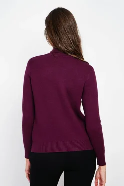 Assuili Pulls|Pull col roulé fourré bordeaux