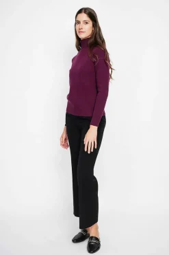 Assuili Pulls|Pull col roulé fourré bordeaux