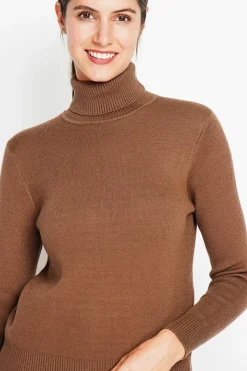 Assuili Sweats|Pull col roulé fourré marron