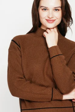 C&Jo Sweats|Pull col roulé montant marron