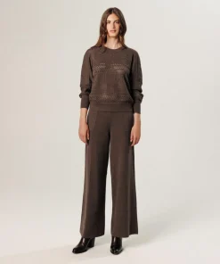 Rodier Pulls|Pull Colombine ajouré marron havane