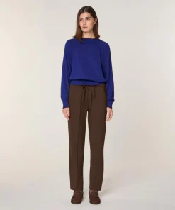 Rodier Pulls|Pull Déborah 100% laine col bicolore bleu océan