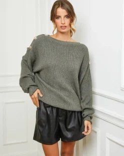 Fleur de cachemire Pulls|Pull Ella kaki