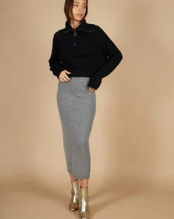 Cashmere Tribu Pulls|Pull en Alpaga & Cachemire Hélène col zippé manches raglan noir