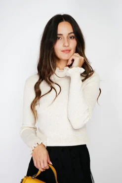 C&Jo Pulls|Pull en Cachemire & Soie mélangés col montant crème