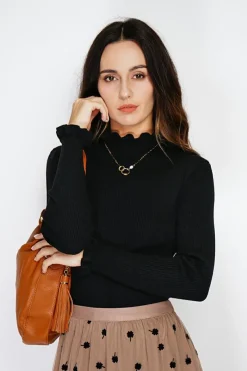 C&Jo Pulls|Pull en Cachemire & Soie mélangés col montant noir