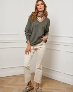 Fleur de cachemire Pulls|Pull en Cachemire mélangé Abigael kaki