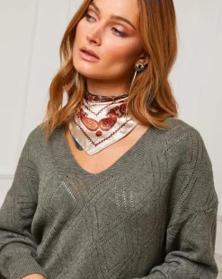 Fleur de cachemire Pulls|Pull en Cachemire mélangé Abigael kaki