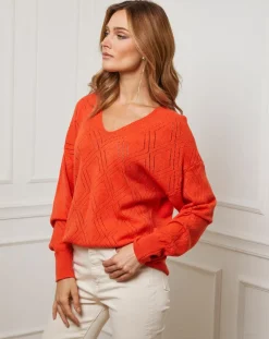 Fleur de cachemire Pulls|Pull en Cachemire mélangé Abigael orange