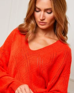 Fleur de cachemire Pulls|Pull en Cachemire mélangé Abigael orange