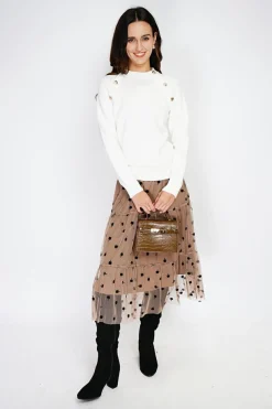 C&Jo Pulls|Pull en Cachemire mélangé boutons fantaisie naturel