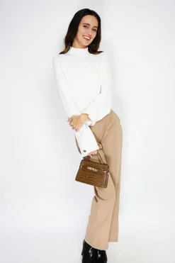 C&Jo Pulls|Pull en Cachemire mélangé col montant naturel