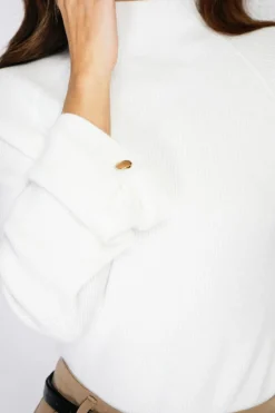 C&Jo Pulls|Pull en Cachemire mélangé col montant naturel