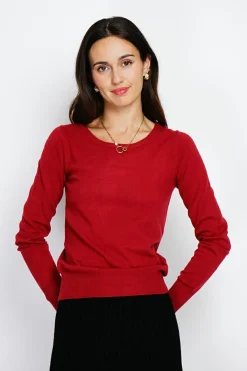 Assuili Sweats|Pull en Cachemire mélangé col rond rouge