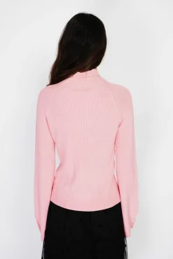 C&Jo Pulls|Pull en Cachemire mélangé col montant rose