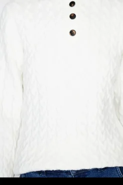 C&Jo Pulls|Pull en Cachemire mélangé col boutonné naturel