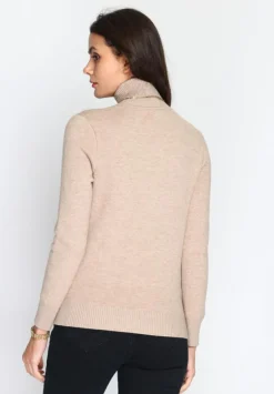 C&Jo Pulls|Pull en Cachemire mélangé col roulé fourré thermique camel